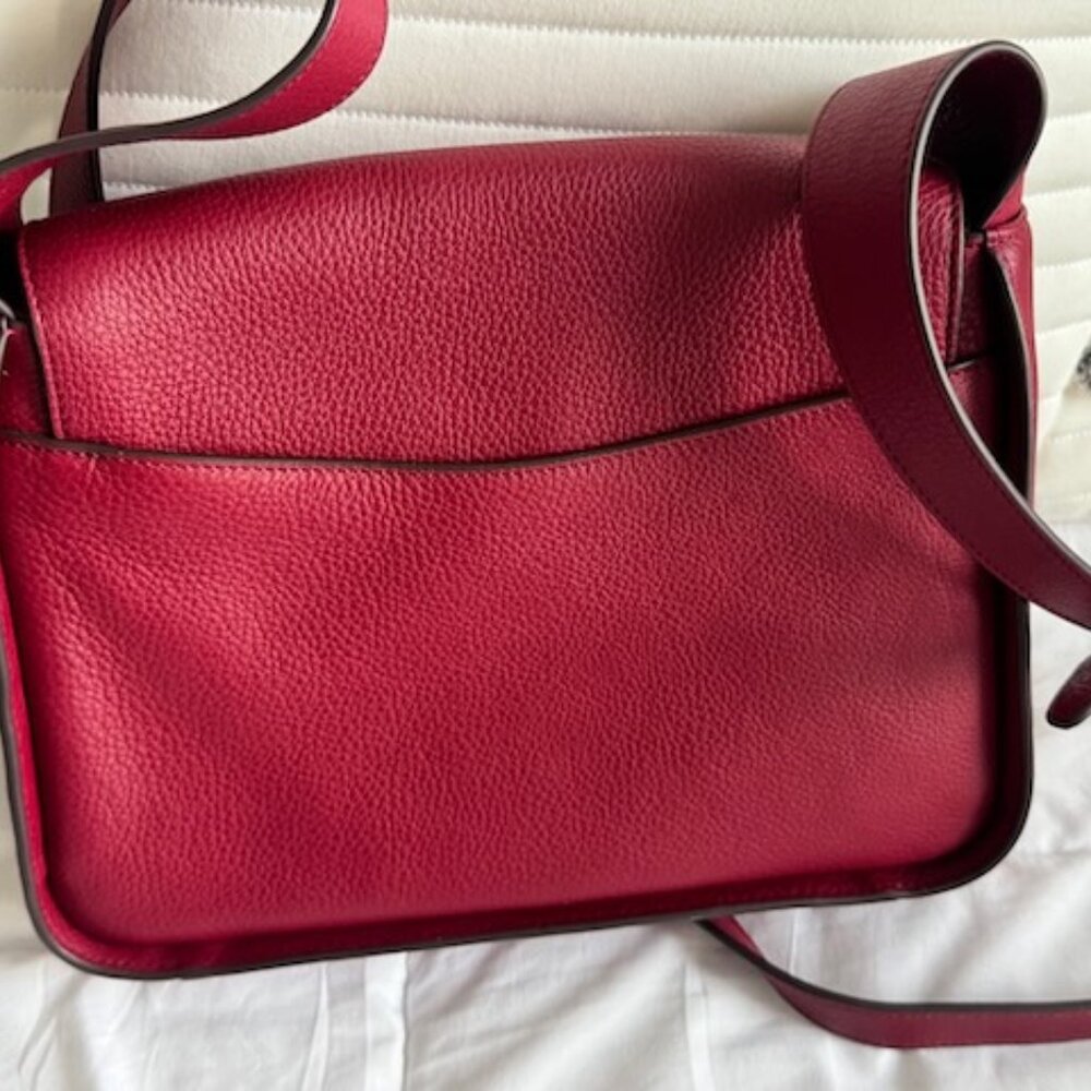 Red Radley London Medium Westwell Lane Flapover Crossbody in Cranberry Leather - Picture 3 of 9